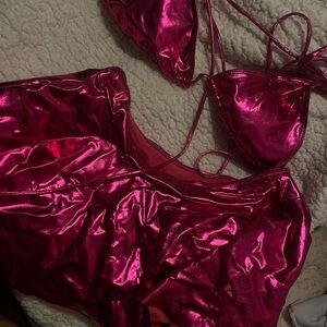 Victoria's Secret Metallic Fuchsia Bra Set